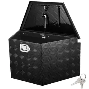 VEVOR Trailer Tongue Box, Aluminum Alloy Diamond Plate Tongue Box Tool Chest, Heavy Duty Trailer Box Storage with Lock and Keys, Utility Trailer Tongue Box for Pickup Truck, RV, Trailer, 39"x16.5"x12"