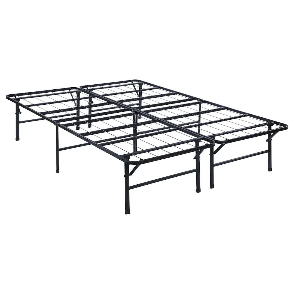Mabel Queen Size Metal Bed Frame - Foldable, Portable, Durable Modern Mattress Support Platform, Black