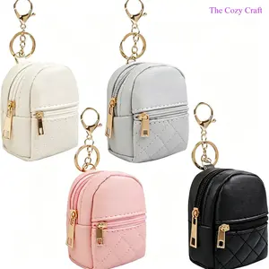 Mini Coin Purse Keychain Wallet, Cute PU Leather Small Pouch, Compact Zip Key Holder for Coins, Lipstick, Cables, Lightweight Portable Organizer Bag for Travel, Daily Carry, Purse Essentials