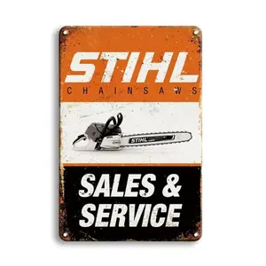 Vintage Tool Stihl Brand Metal Sign, Vintage Garage Signs, Retro Plaque for Home Bar Cafe Garage Workshop Club Wall Decor, Custom Retro Design Gift