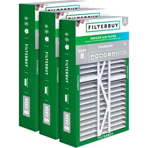 Filterbuy 16x25x5 Air Filter (3-Pack), Pleated MERV 8 Dust Defense HVAC AC Furnace Filters for Amana, Coleman, Goodman, Maytag, York, and More