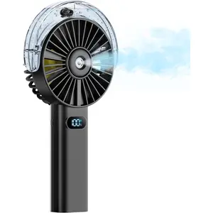 Handheld Misting Fan Portable, water bottle fan 4000mAh Rechargeable Battery Powered, Small Personal Mister Fan with Water Spray Cooling, 4-Speed Wind, LED Display, Hand Held Mist Fans for Travel Outdoor Beach