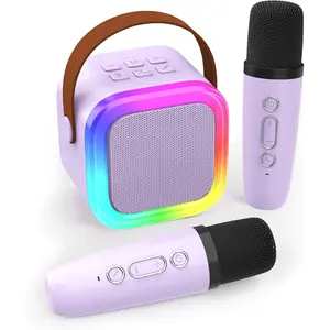 Mini Karaoke Machine for Kids Adults, Portable Bluetooth Speaker with 2 Wireless Microphones,Toys Birthday Gifts for Girls Ages 4, 5, 6, 7, 8,9,10,11,12+ Family Home Party (Purple)
