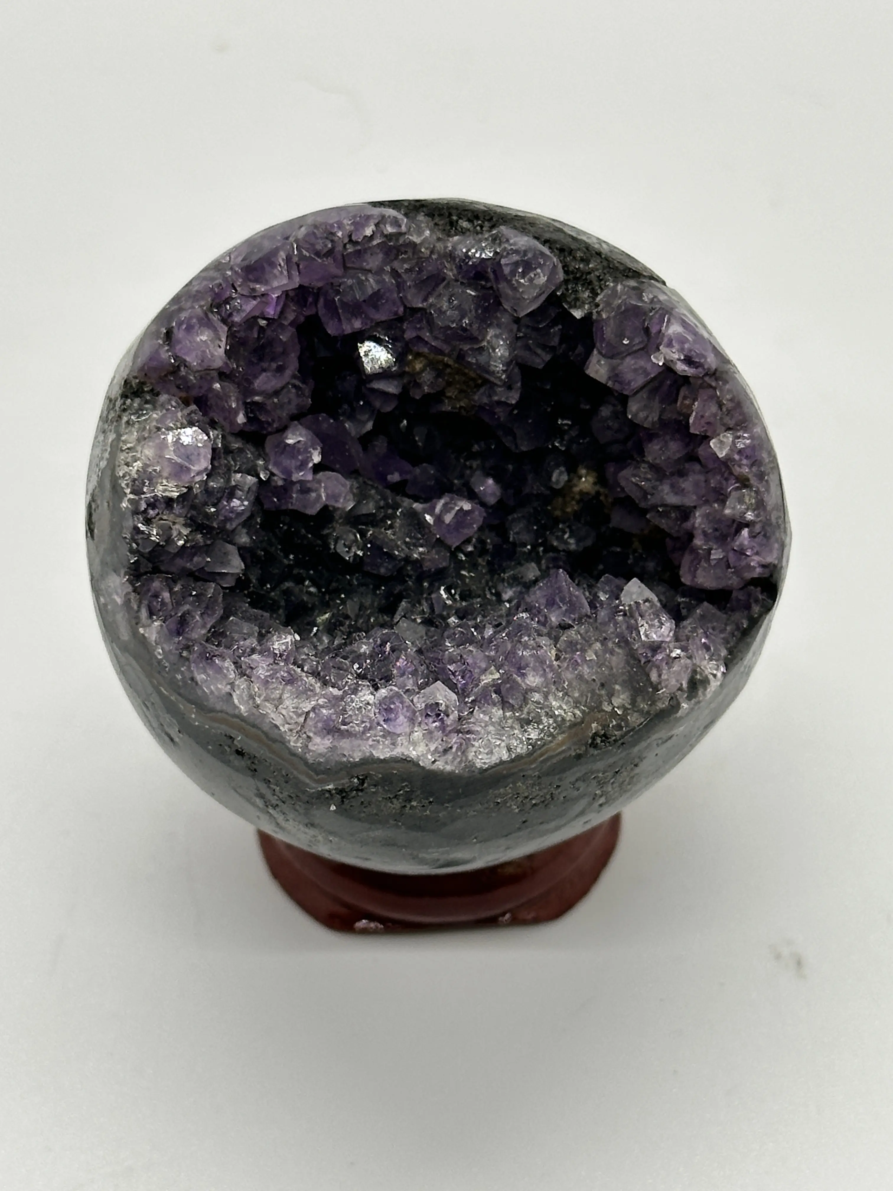 Amethyst Geode Sphere #1 - Natural Protective Stone for Emotional Balance & Stress Relief