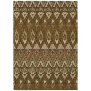 Machine Washable Brown Rug - Indoor / Outdoor - Kids / Pet Friendly Southwest Print Rug