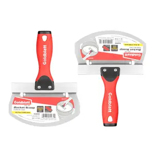 Goldblatt 2 Packs Bucket Scoop for Drywall, Plaster - Stainless Steel Bucket Scoop - 6.5 Inch Curved Contoured Blade, Upgrade Rustproof Scraper Tools with Soft-Grip Handle for Paint, Mortar