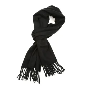 Sakkas Booker Cashmere Feel Solid Colored Unisex Winter Scarf With Fringe