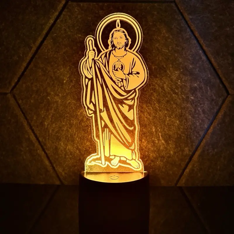 Saint Jude Night Light: San Judas LED Light: 3D Desk Lamp for Spiritual Decor