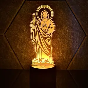 Saint Jude Night Light: San Judas LED Light: 3D Desk Lamp for Spiritual Decor