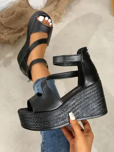 Summer Essential Elevating Comfortable Heeled Sandals, Stylish Slimming Design, Non-Slip Rubber Sole, Perfect for Daily Commute