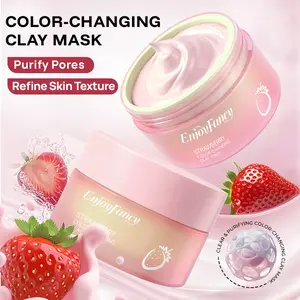 Strawberry Color-Changing Mud Mask, Oil Control Blackhead Removal, Hydrating Calming Cleansing Mask, Pore Tightening, Suitable for All Skin Types