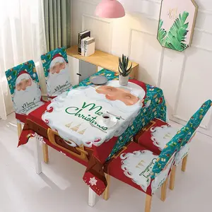 Christmas Dining Room Tablecloth, Chair Covers, Stretch Xmas Chair Slipcovers Protector, Spandex Washable Kitchen Parsons Chair Cover for Dining Room,Christmas Decor,Holiday Party