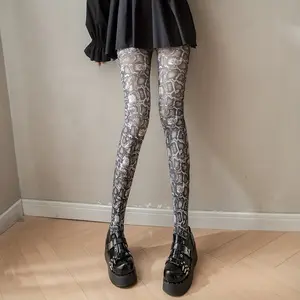 1 Pair Women's Pantyhose Houndstooth Snake Skin Scale Pattern Spring Summer 50D Pantyhose Daily Wear Pantyhose