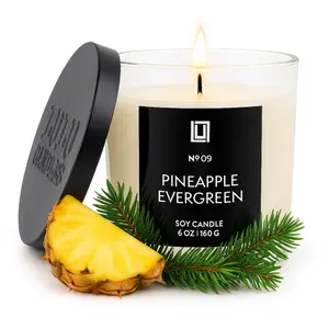 Pineapple Evergreen | Luxury Scented Candle | 6 Oz. with Black Lid
