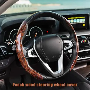 Wood Grain Steering Wheel Cover, Anti-Slip Breathable Durable Ultra-Thin Clip-On, Fits Sedan Van Suv Truck, O-Type D-Type Wheels