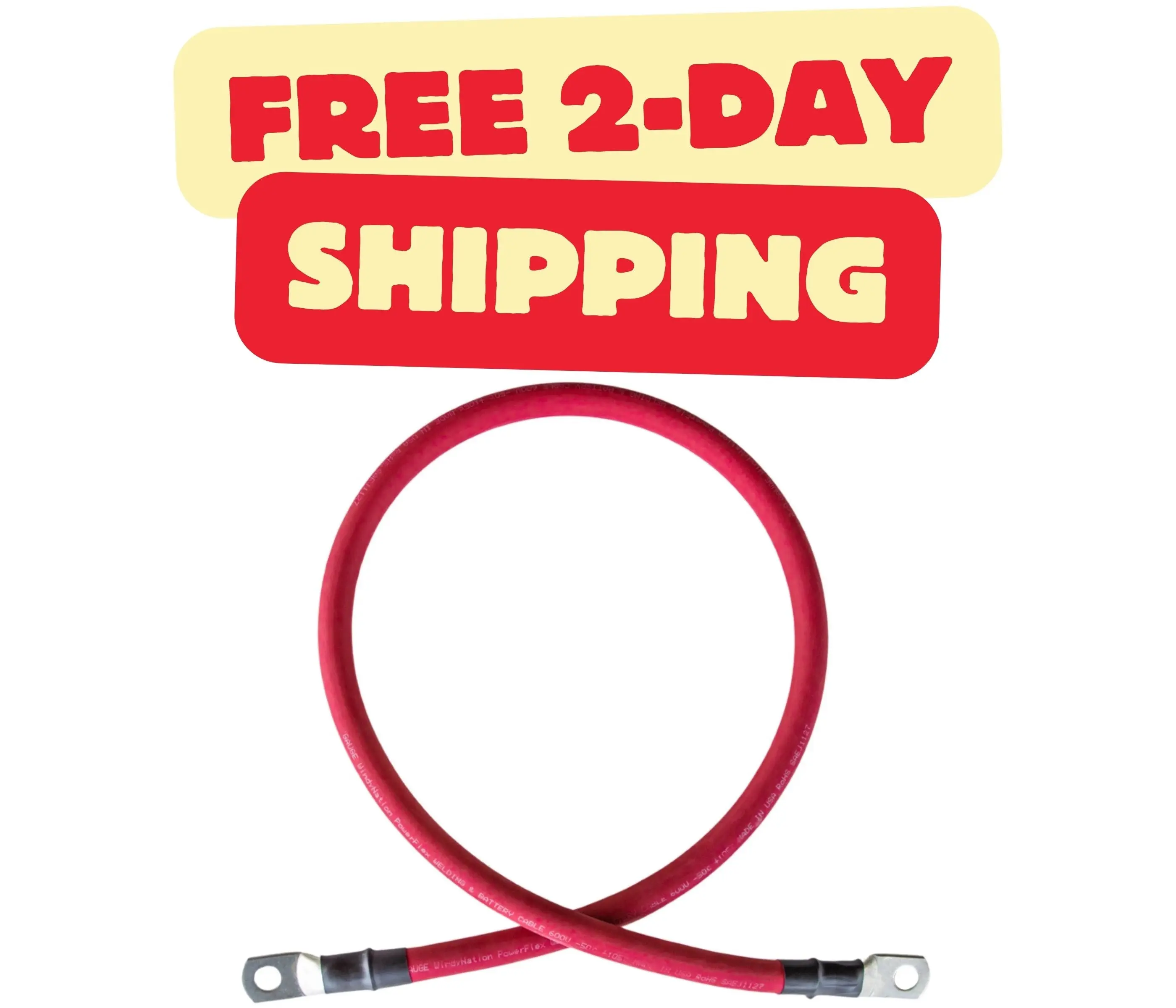 6 Gauge (AWG) Single Red Pure Copper Battery Cable Wire with Lug Connector Ring Terminals Heavy Wire