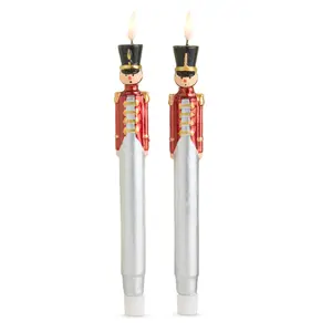 RAZ Imports 10.25" Toy Soldier Nutcracker Christmas Taper Candles with Timer - Set of 2
