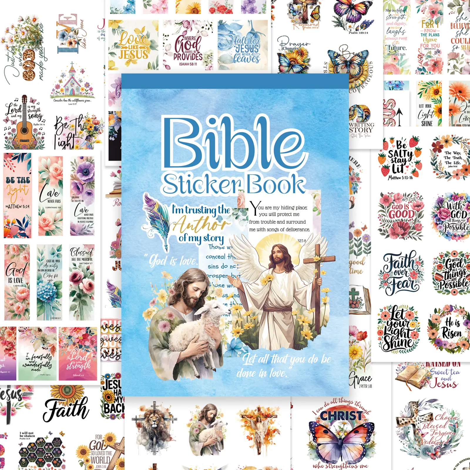 PRSTINCOL 434pcs Vintage Bible Journaling Stickers Set - Stickerbook with Versatile Designs, Tabs, Verse Decals, Christian Scripture Quotes, Floral Accents for Bible Study, DIY Scrapbooking (Prayer Journal Gifts)