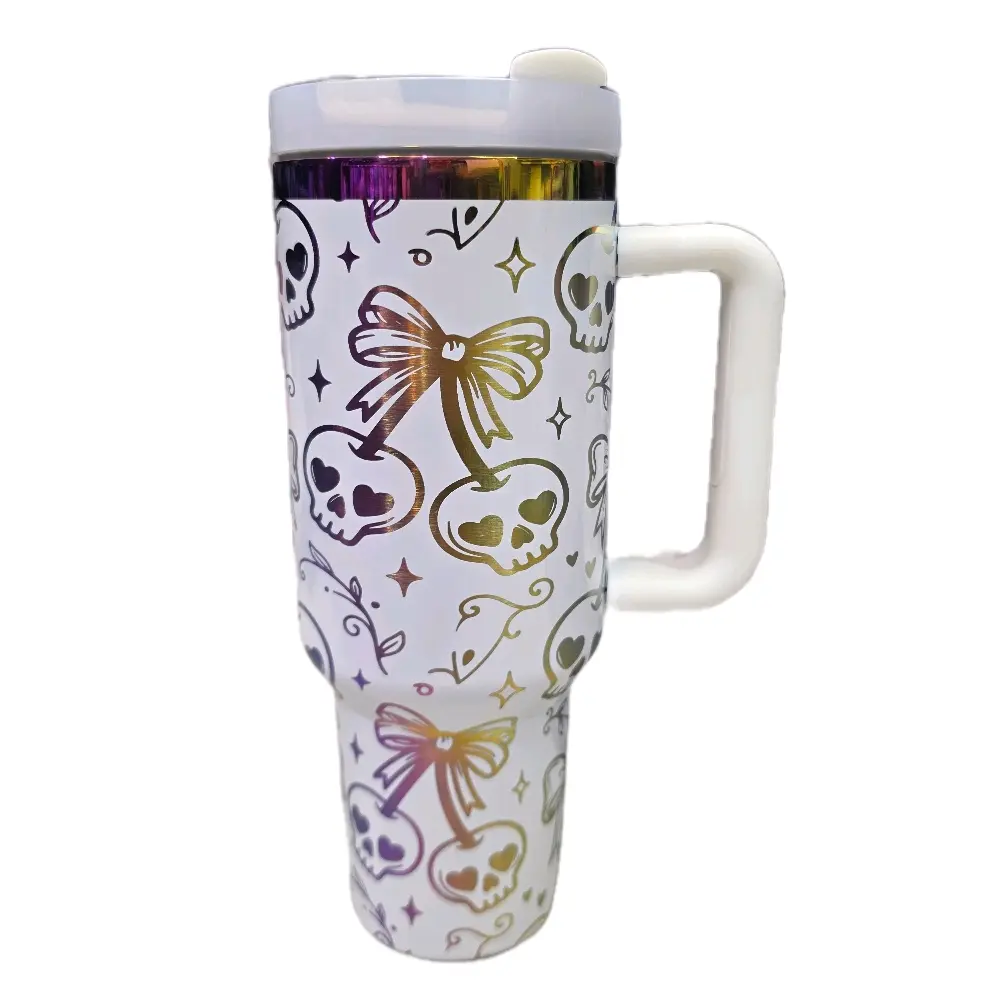 40oz cherry skull laser engraved tumbler