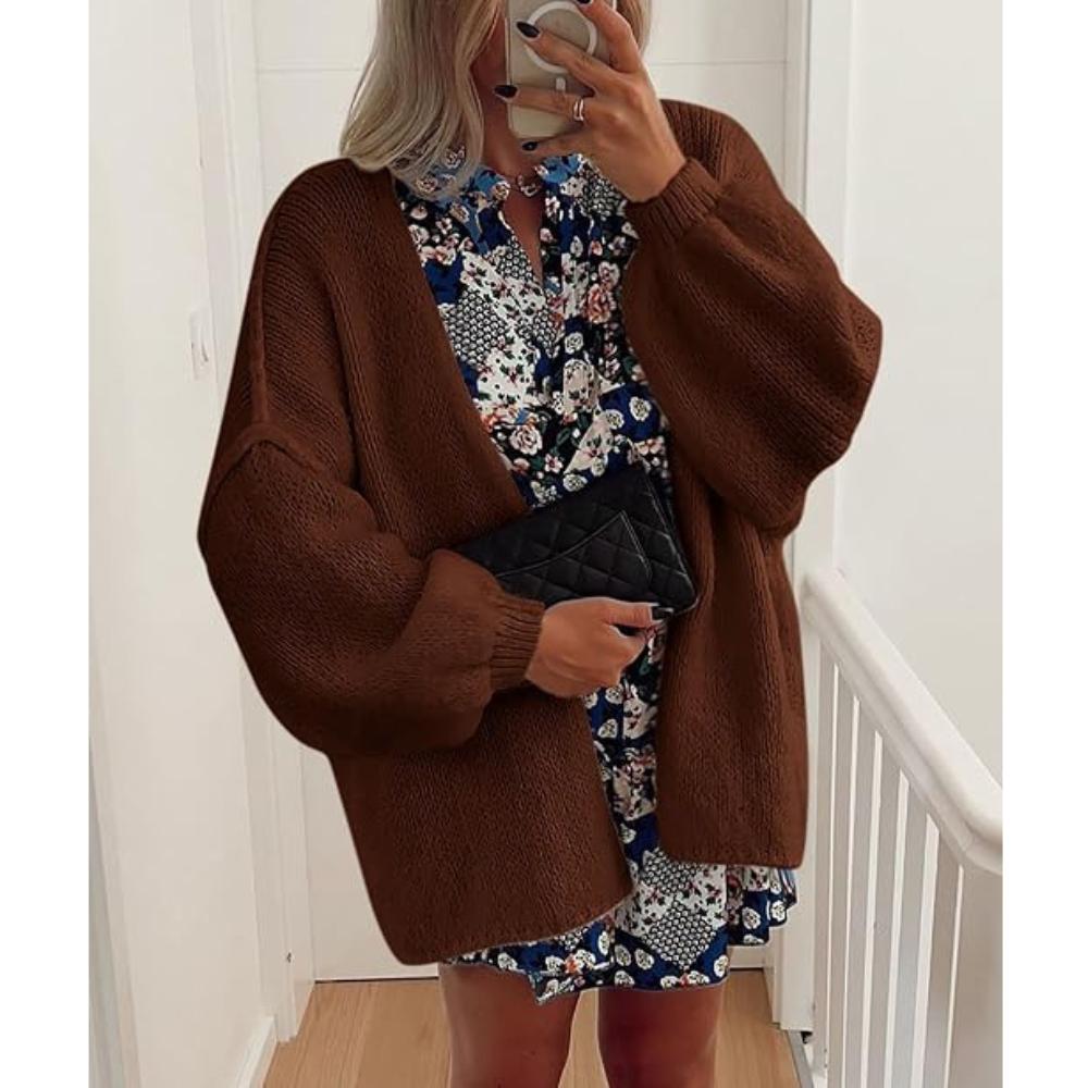 PRETTYGARDEN Womens Oversized Cardigan Sweaters Fall Long Lantern Sleeve Knit Open Front Lightweight