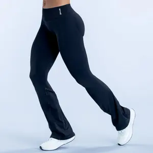 with logo | dfyne Women’s Tummy Control Flare Leggings High Waist Bootcut Workout Pants for Yoga Running Lounge