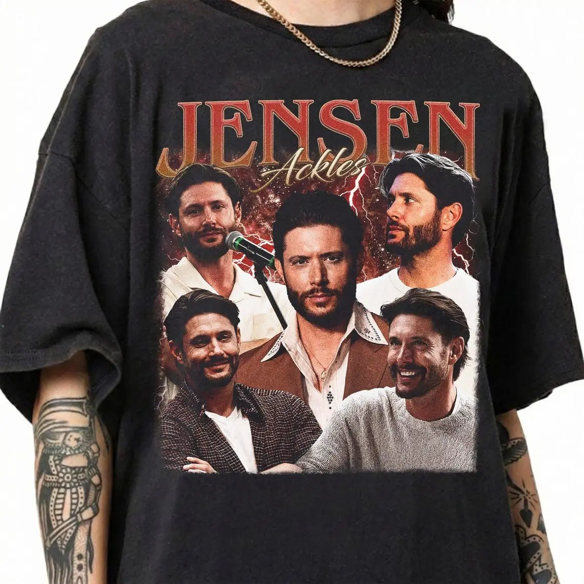 Women's Cotton Crew Neck Short-Sleeve Loose-Fitting Streetwear T-Shirt - Casual Basics Top with Soldier Boy Jensen Ackles Graphic Print, All-Season Clothes, S to 5XL (Incl 2XL, 4XL)