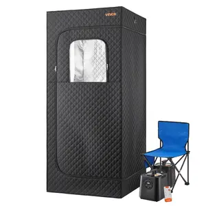 VEVOR Upgraded Portable Steam Sauna for Home, 2 Person Full Body Home Spa Tent with Steamer 2 Foldable Chairs Remote 2 Essential Oil Boxes, Heavy - Duty Stainless Steel Frame Sauna Box, (Black)VEVOR Super Brand Day