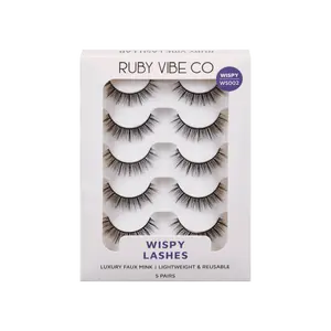 [RUBY VIBE CO] Spiky Wisps WS002 Lashes Bold Tapered Fibers Alternating Lengths Ultra Lightweight Soft Flexible Band Effortless Application 5 Pairs Faux Mink Full Length