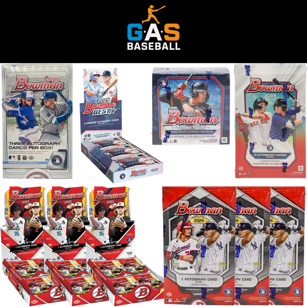 Break 6869 10-box 1x 2026 Bowman Sapphire; 1x 2026 Bowman Jumbo; 1x 2025 Bowmans Best; 3x 2024 Bowman Hobby; 3x 2023 Bowman Hobby; 1x 2020 Bowman Jumbo