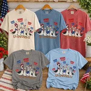 Funny Goose Comfort Color T-Shirt 4th Of July, Funny 4th Of July Patriotic Goose Tee, USA Family Matching Summer Party Gift
