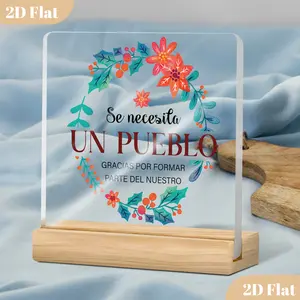 2D Flat, Spanish It Takes A Village Thank You Acrylic Decorative Sign Heartfelt Appreciation Spanish Gift for Nanny, Daycare Teacher, Paraprofessional, Coach Classic Design with Base, Perfect for Christmas, Thanksgiving & Birthdays