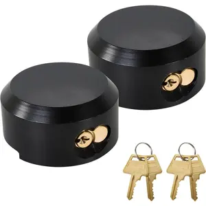 2 Pack Trailer Door Locks Keyed Alike Hockey Puck Locks Reinforced Hidden Shackle Padlocks w/4 Keys Lock for Trailers Trucks Vans Shed