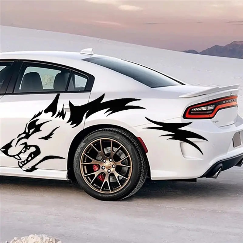 corvette cup holder Wolf Totem Modified Car Sticker Body Latte Sticker Wolf Road Car Decoration Car Sticker