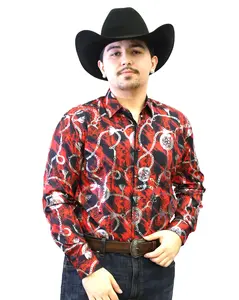 VS100L - FPMSFP - Y-453-1 - Black Cherry - Vaquero Signature Fashion Printed Shirt