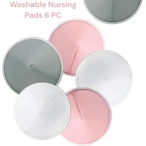 Washable Nursing Pads 6 PCS Reusable Breast Pads for Breastfeeding, Soft Absorbent Nipple Pads with Bags Mother Gift