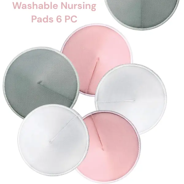 Washable Nursing Pads 6 PCS Reusable Breast Pads for Breastfeeding, Soft Absorbent Nipple Pads with Bags Mother Gift