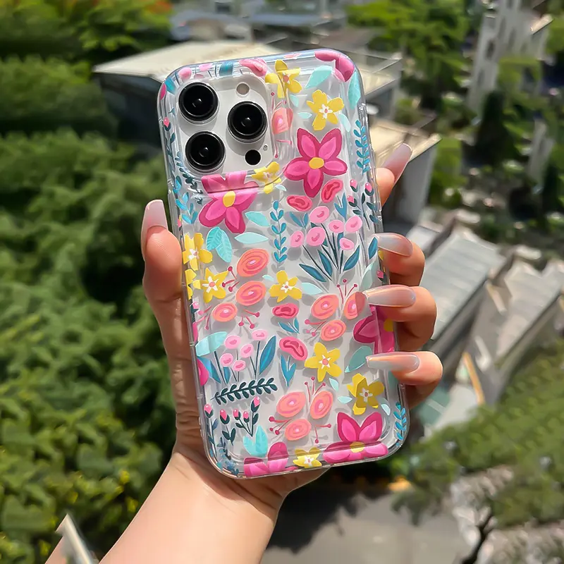 Daisy Floral 1pc Colorful Flower Pattern Transparent TPU Shockproof Airbag Anti-Drop Anti-Fingerprint Phone Case, Compatible With IPhone