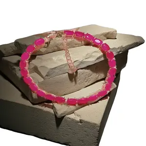12 Carat Bright Opaque Pink Burma Ruby Bracelet, 925 Sterling Silver Ruby