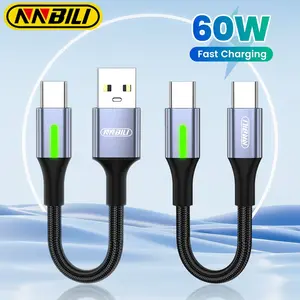 NNBILI 0.25M 0.5M Short C-C CableUSB To Type C Fast Charging Cable for iphone 15 16 Huawei Samsung Portable Power Cable