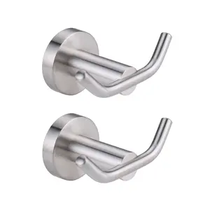 WOWOW Stainless Steel Bathroom Hook Wall Mount J-Hook Robe/Towel Hook with Concealed Hardware in Brushed Nickel (2-Pack)