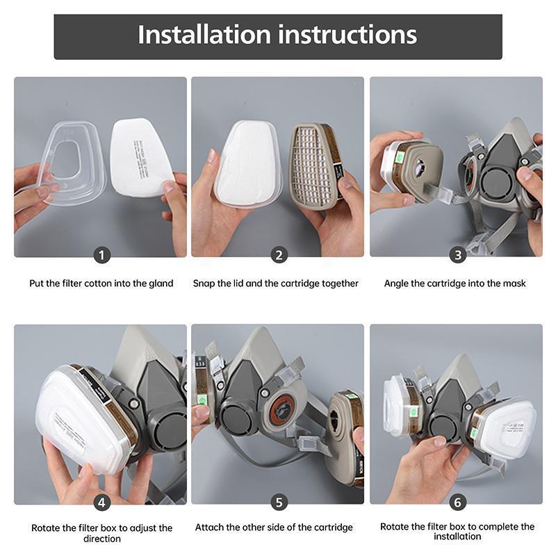 Reusable Respirators Pomerol Reusable Half Mask with Filter Cartridge, 16in 1 Half Face Mask with Dual Filter Cartridge, Anti-Virus, Anti-Dust, Anti-Virus Safety Protection Gas Mask for Painting, Carpentry, Construction, Grinding, Garage