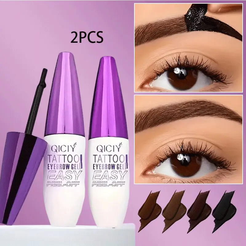 2-Pack Waterproof Brow Gel, Long-Lasting Sweat-Proof Natural Look, Fun Peel-Off Design, Film Texture, Suitable for All Skin Types
