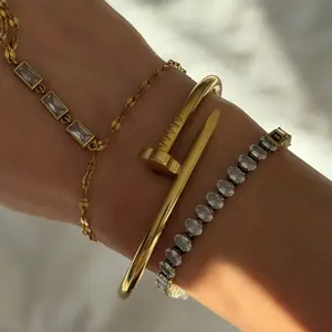 EVRY JEWELS Gold or Silver Plated Women's Hold Me Tight Bangle Bracelet