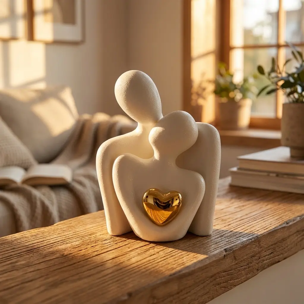 Hugging Couple Person-Shaped Statues, Cute Collectible Figurines, Artistic Decorative Statues for Valentine's Day Gifts, Modern Home Decoration Interior Decoration Accessories for Living Room Bedroom, Romantic Statues