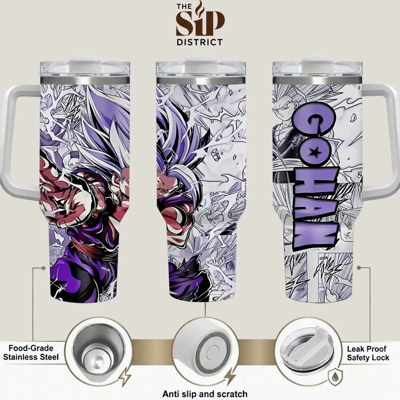 The Sip District. Gohan Beast 20oz 40oz Handle Tumbler – Saiyan Warrior Stainless Steel Travel Mug, Anime Inspired Vacuum Insulated Cup, Large Iced Coffee Tumbler, Manga Fighter Drinkware, Otaku Gift for Him Her