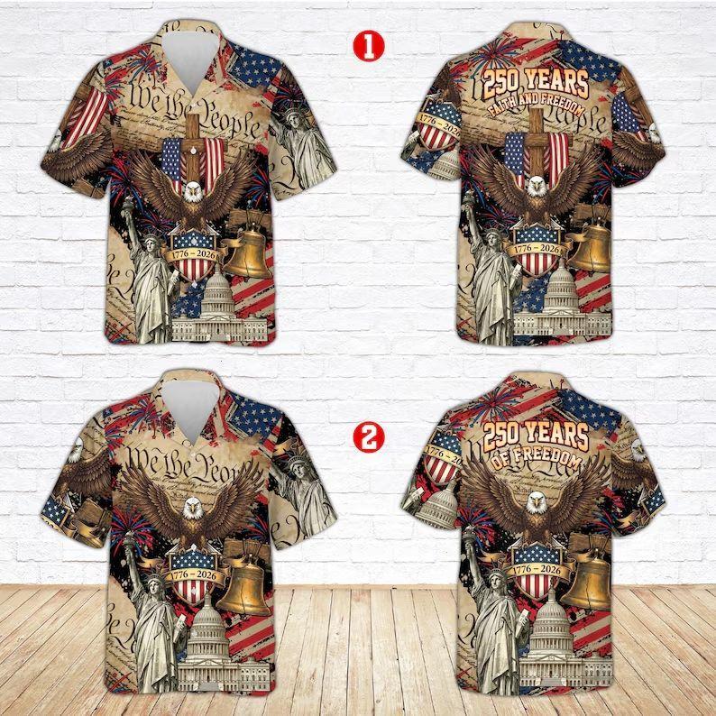 America 250th Birthday Unisex Hawaiian Shirt – 1776–2026 Patriotic Summer Shirt