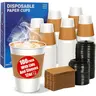 12 oz Paper Coffee Cups with Lids and Sleeves 100 Pack, Sturdy Leak-Proof Design for Hot Drinks, Disposable Coffee Cups for Office, Parties, and Travel