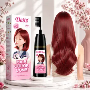 Home Use Integrated Comb Semi-Permanent Hair Dye Cream - Plant Essence, Mild, No Damage, Long-Lasting Fade-Resistant, Ash Brown & Ash Blonde Highlights Color Fixation Haircolor Haircare