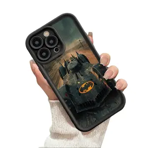 Cool Vintage Batmobile Pattern Phone Case for iPhone 17 16 15 14 Pro Max 13 12 11 XR XS Plus Air Slim Shockproof Anti Scratch TPU Protective Cover Stylish Superhero Aesthetic Phone Accessory