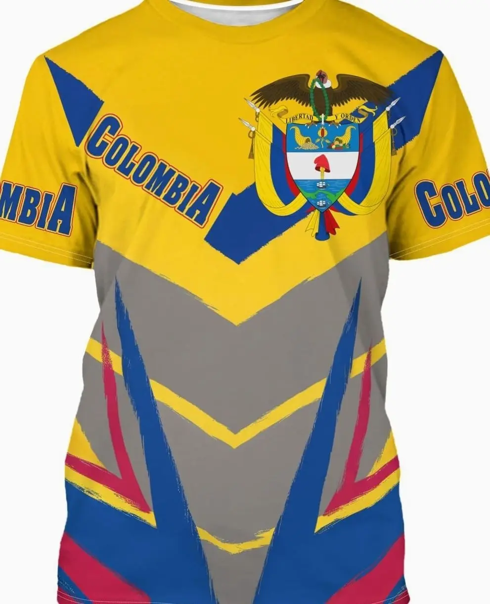 Colombia Flag 3D Printed T-Shirt, Unisex Casual Graphic Tee, Short Sleeve Country Pride Sportswear P0G